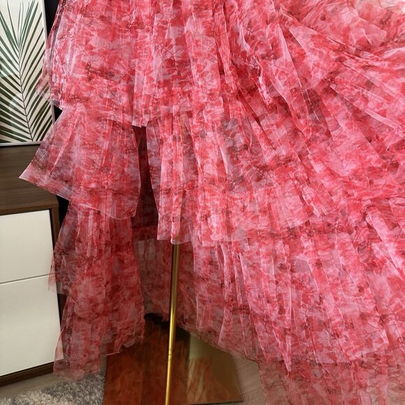 Lace and Beads ASOS Off Shoulder Tulle Corset Maxi Dress Tiered Floral - Picture 7 of 16